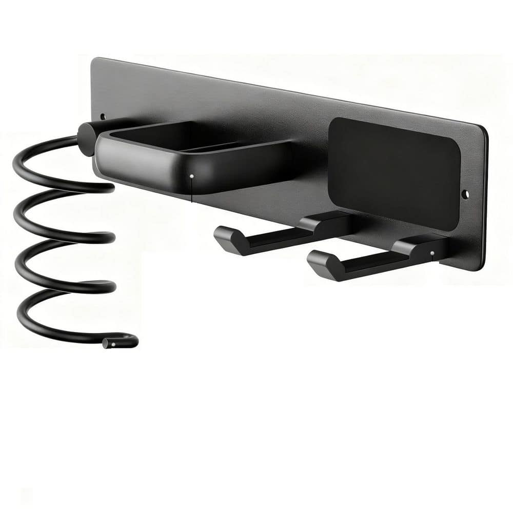 12.1 in. W Wall Mounted 3 in 1 Hair Tool Organizer in Black for Hair Dryer, Curling Iron and Flat Iron price history on PriceWatchPro