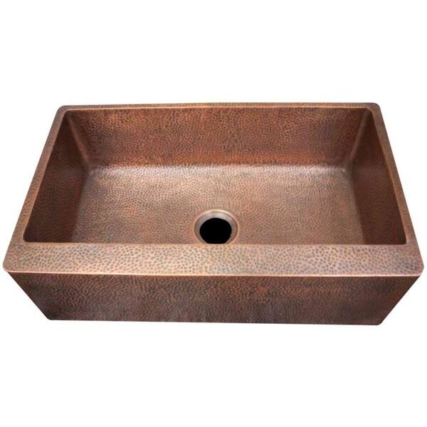 Imperial Farmhouse/Apron-Front Hammered Copper 20 in. 0-Hole Single Bowl Kitchen Sink