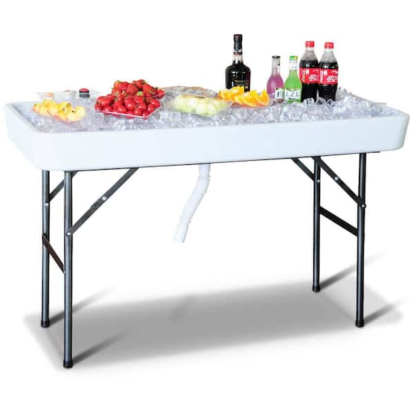White 4-legs Ice Folding Table with Matching Plastic Skirt