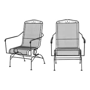 Wrought Iron Metal Outdoor Rocking Chair without Cushions (2-Pack)