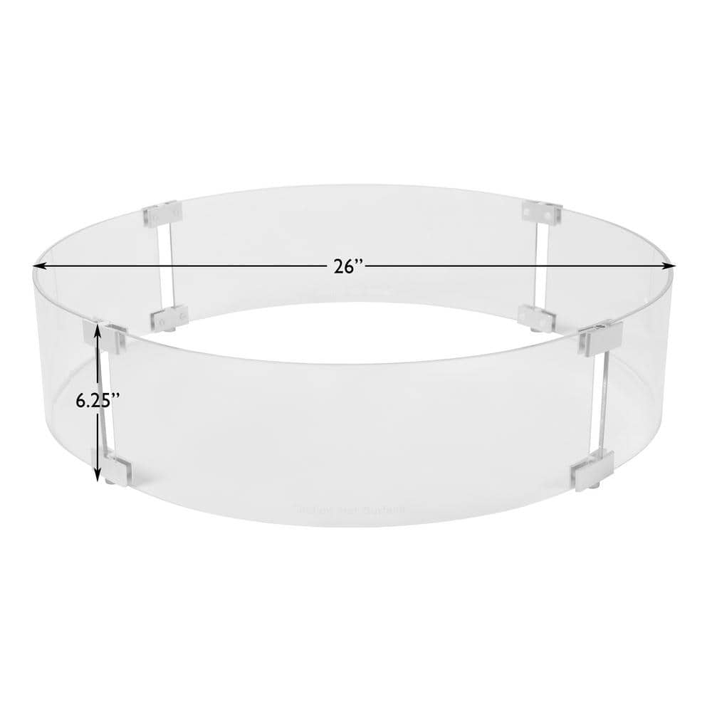 Clear Tempered Glass Wind Guard for Round Fire Pits