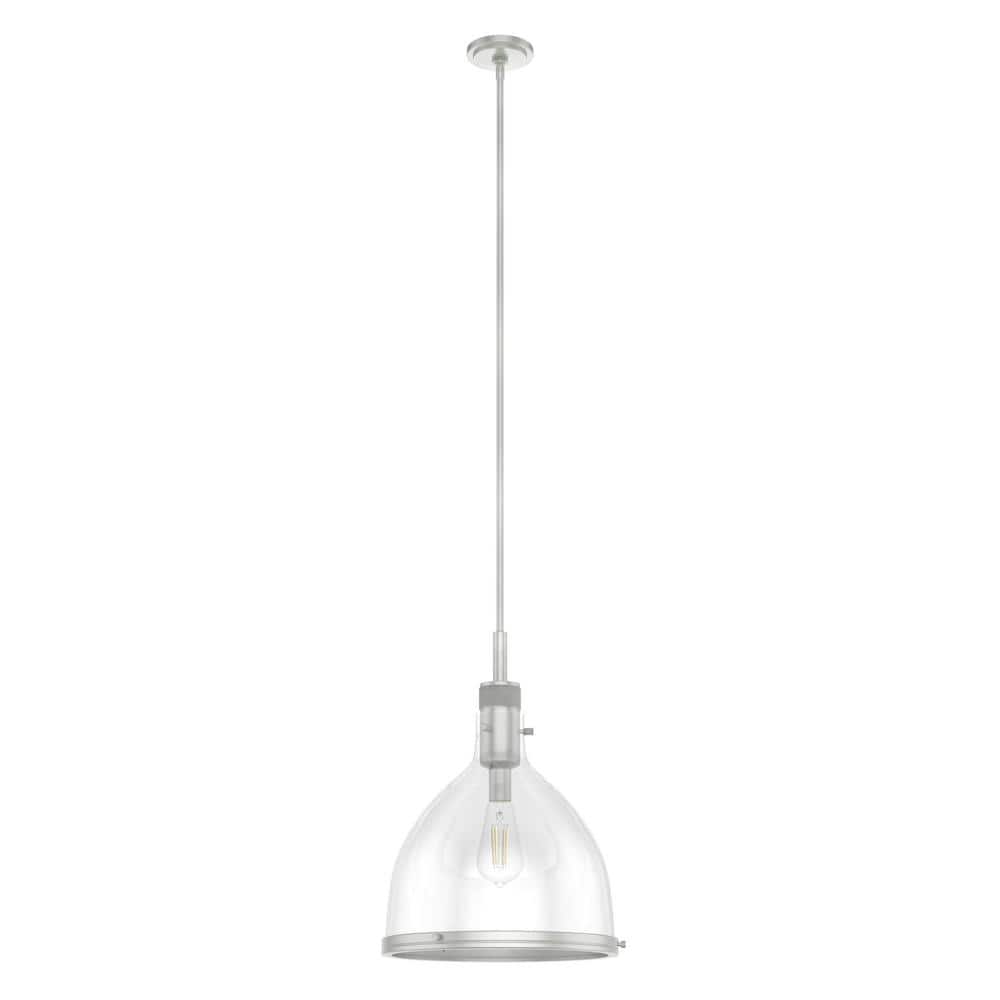 Van Nuys Brushed Nickel 16" Glass Bell Pendant Light