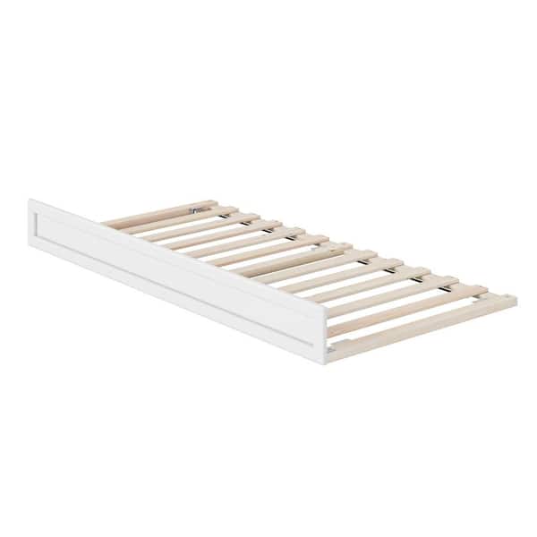 AFI White Mid-Century Modern Solid Wood Frame Twin Trundle Bed