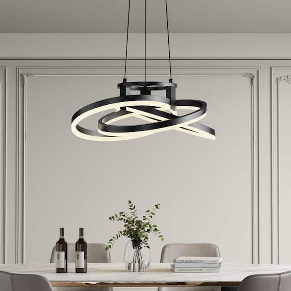Carson 3-Light Black Statement Square or Rectangle Integrated LED Chandelier