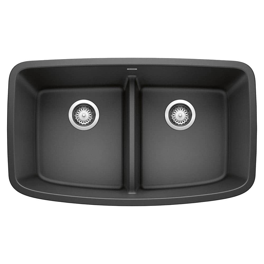 VALEA 32 in. Undermount 50/50 Double Bowl Anthracite Granite Composite Kitc
