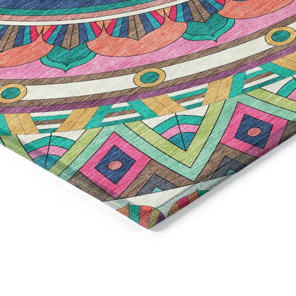 Chantille Machine Washable Indoor/Outdoor Abstract ACN2277 Pink 1 ft. 8 in. x 2 ft. 6 in. Accent Rug