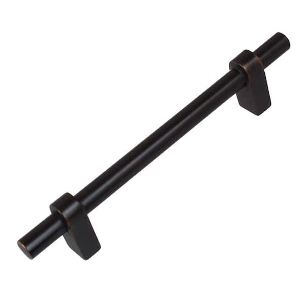 GlideRite 4-1/4 in. Center-to-Center Oil Rubbed Bronze Solid Euro T-Bar Handle Pull (10-Pack)