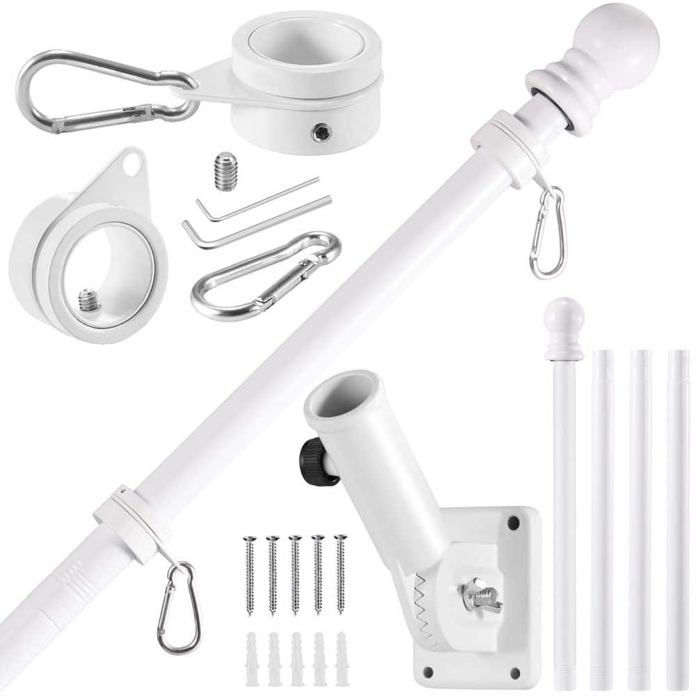 5FT Stainless Steel Flag Pole Kit Wall Mount Flagpole Tangle Free Rotating Rings Bracket Adjustable Multi-Positions price history on PriceWatchPro