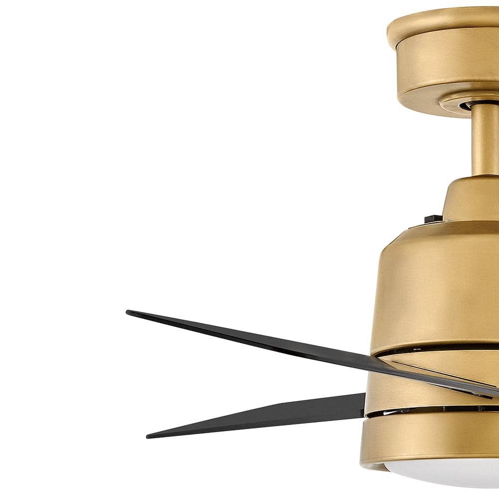 36'' Heritage Brass and Matte Black Smart Ceiling Fan with LED Light