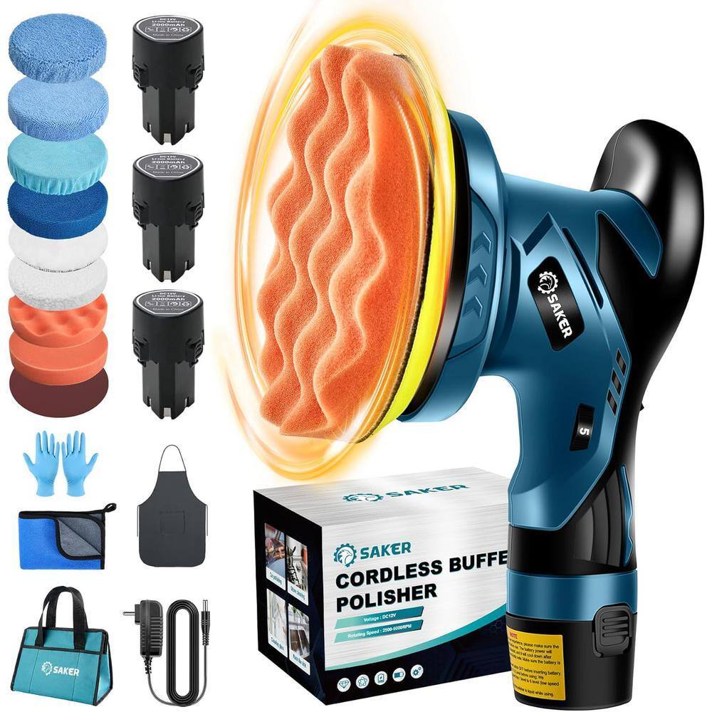 Saker Cordless Car Buffer Polisher - 6 in. Portable Polishing Waxer ...