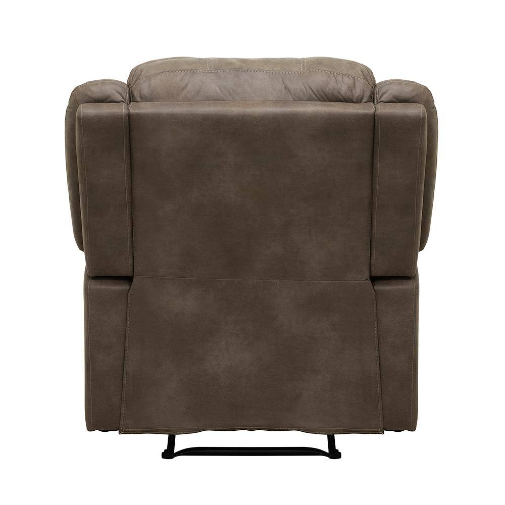 Brown Microfiber Upholstered Manual Recliner with Pillowtop Arms