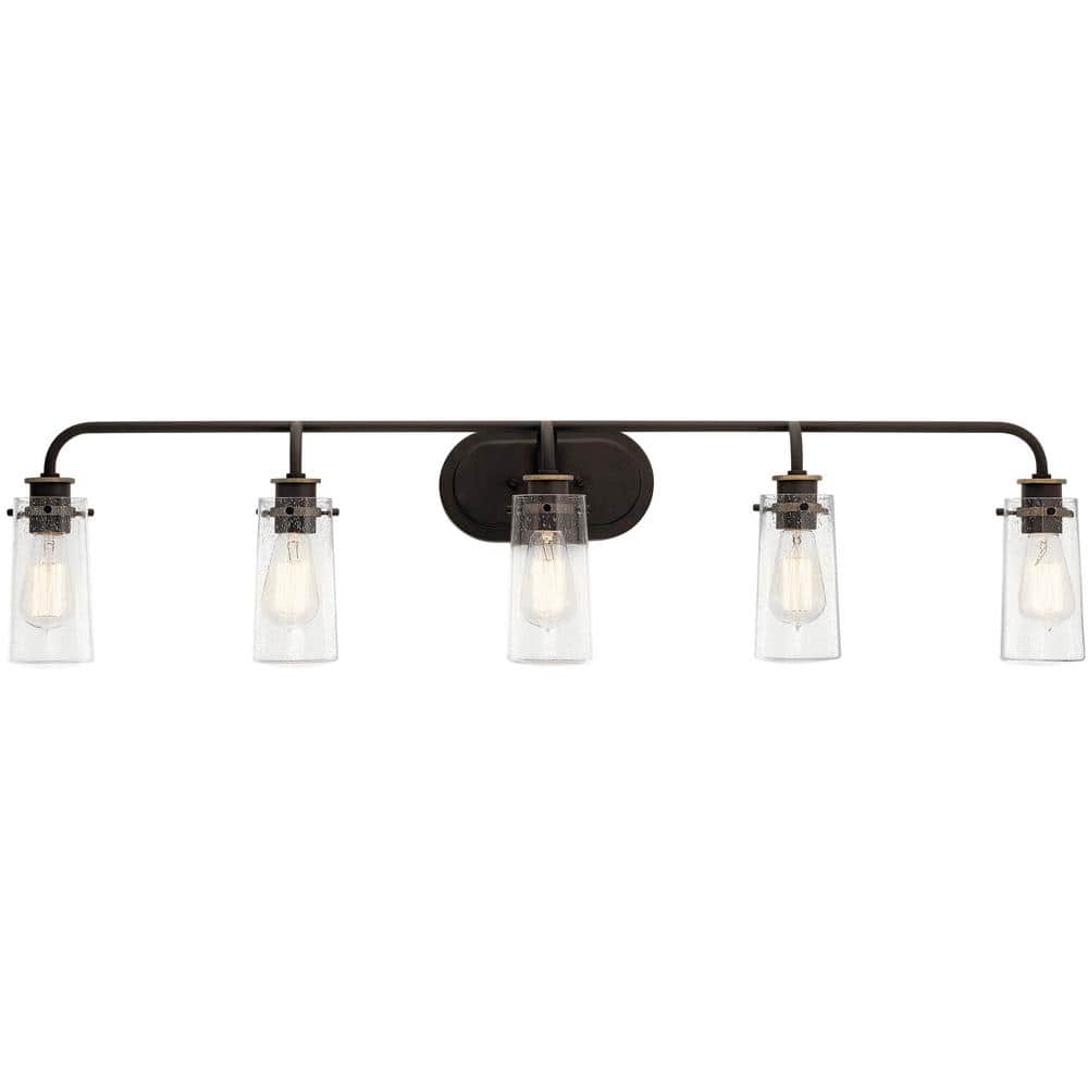 Bronze Modern 44" Vanity Light with Clear Jelly Jar Shades