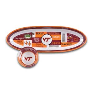 Virginia Tech 20 in. Assorted Colors Melamine Oval Chip and Dip Server (Set of 2)