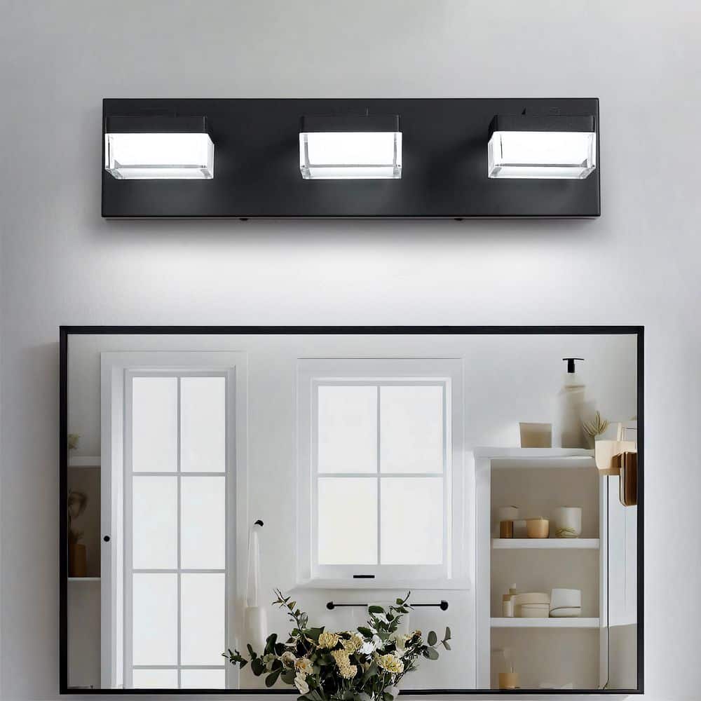 Modern 18 in. 3-Light Black Acrylic LED Mirror Vanity Light Fixture for Bathroom and Makeup Tables price history on PriceWatchPro