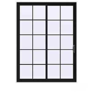 72 in. x 96 in. V-4500 Contemporary Black FiniShield Vinyl Right-Hand 10 Lite Sliding Patio Door w/White Interior