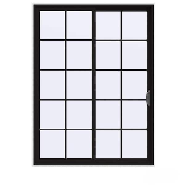 JELD-WEN 72 in. x 96 in. V-4500 Contemporary Black FiniShield Vinyl Right-Hand 10 Lite Sliding Patio Door w/White Interior