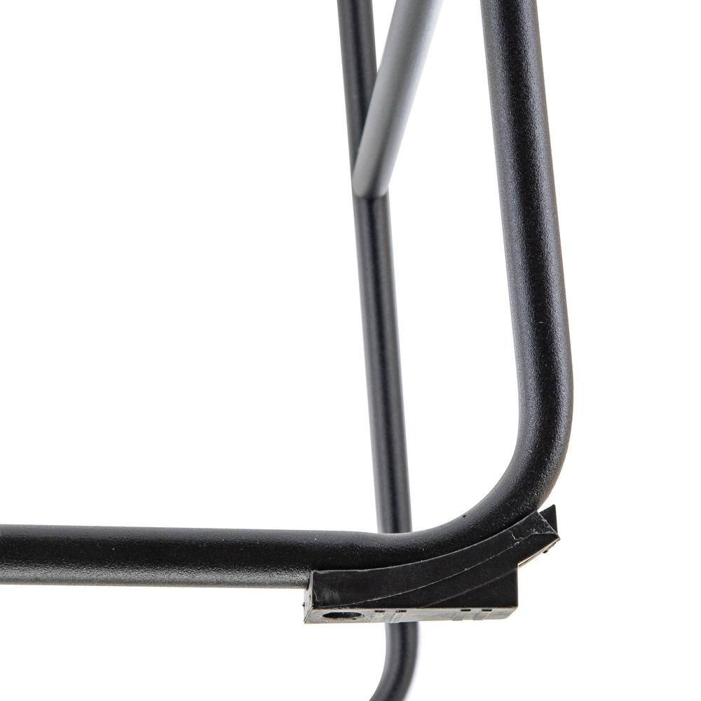 Charcoal Black Modern Leather Bar Stools with Iron Base, Set of 2