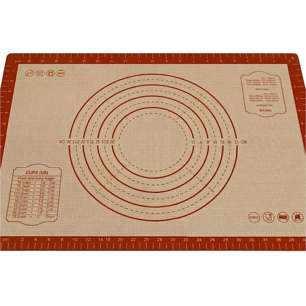 Extra Thick Silicone Baking Mat Non-Stick Reusable Food Grade Red Pastry Mat with Measurement for Dough