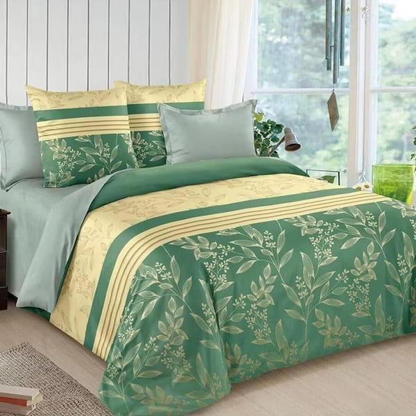 Shatex 7 Piece All Season Bedding Queen size Comforter Set Ultra Soft Green Polyester Elegant Bedding Comforters