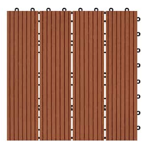 Terrace Clay 4/5 in. Thickness x 12 in. Width x 12 in. Length Deck Tile Composite Bamboo Flooring (11 sq. ft. per Box)