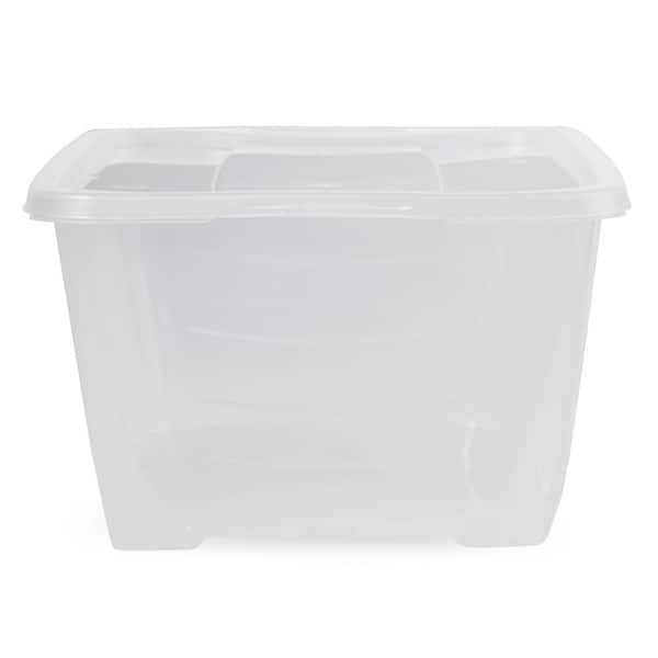 at Home 2-Pack Grey Plastic Storage Container with Bamboo Lid, Medium
