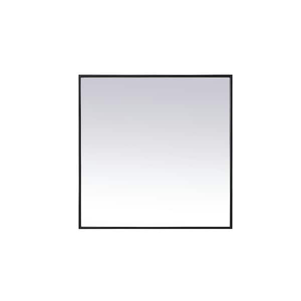Unbranded Timeless Home 30 in. W x 30 in. H x Modern Metal Framed Square Black Mirror