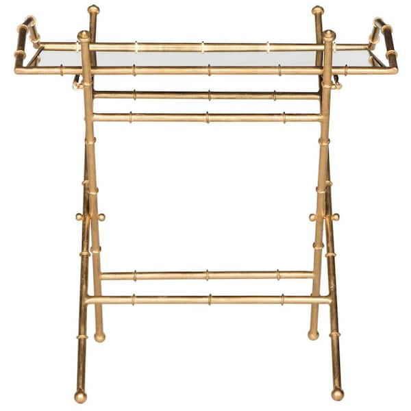 Safavieh Misae Antique Gold Leaf Tray Side Table
