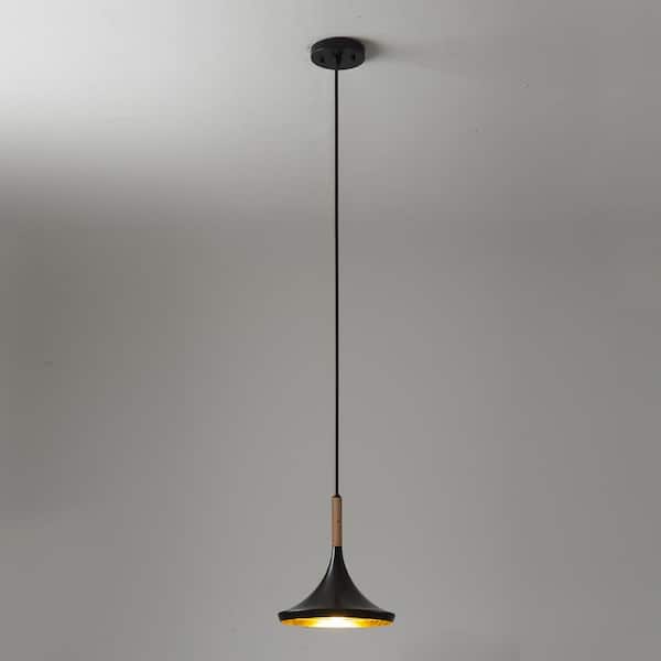 NOVA of California Lodi 100-Watt 1 Matte Black Island Mini Pendant Light With Metal Shade