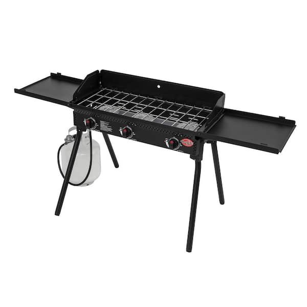 Char-Griller - Portable Propane 3 Burner Camp Stove/Grill in Black