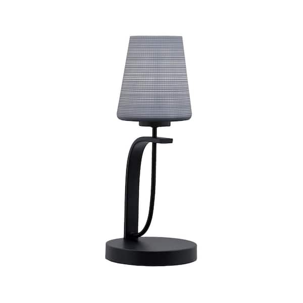 Unbranded Olympia 17.5 in. Matte Black Piano Desk Lamp with Gray Matrix Glass Shade