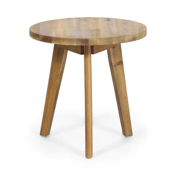 Unbranded Natural 15.8 in. Round Outdoor Acacia Wood End Table Marina Side Table Coffee Table for Patio, Garden