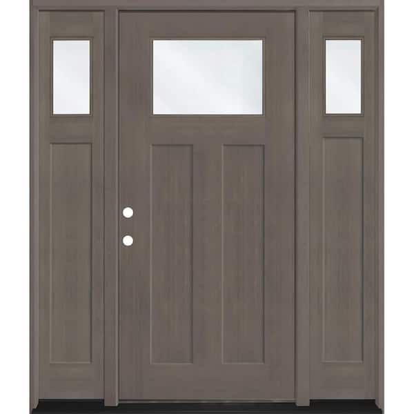 Regency 64 in. x 80 in. 1/4 TopL Clear Glass RHIS Ashwood Fir Fiberglass Prehung Front Door w/12in-1/4Top SLs 4-9/16
