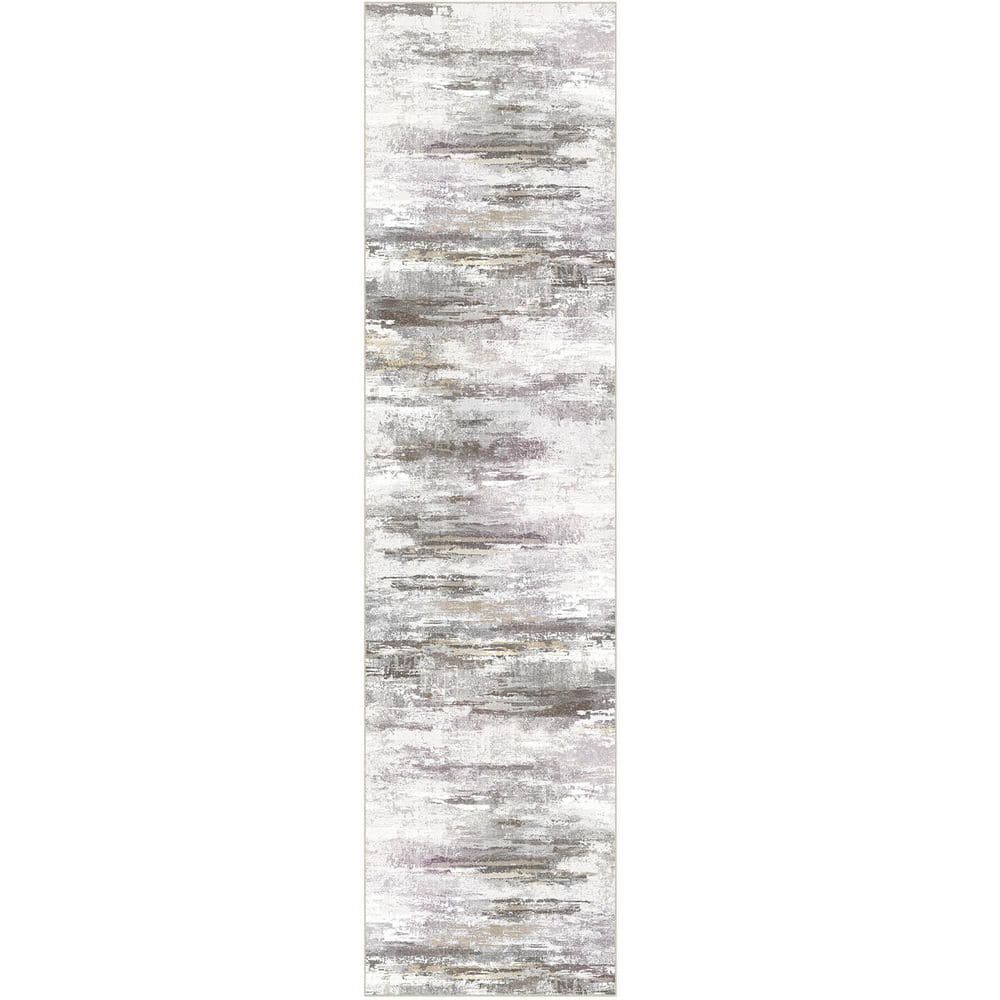 Tornado Gray/Brown 2 ft. x 8 ft. Washable Modern Abstract Runner Rug price history on PriceWatchPro
