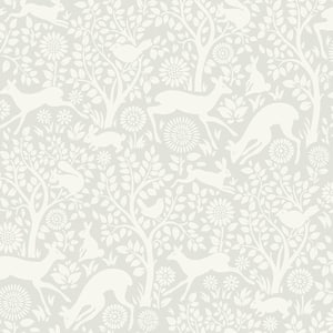 Anahi Light Grey Forest Fauna Light Grey Wallpaper Sample