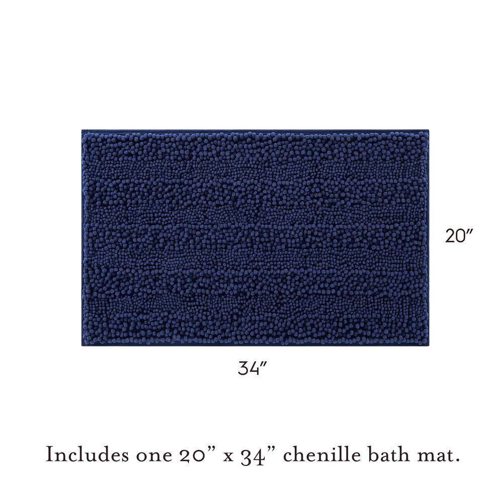 Indigo Chenille Non-Slip Bath Mat Set