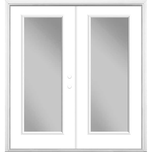 Masonite 72 in. x 80 in. Ultra White Steel Prehung Left-Hand Inswing Full Lite Clear Glass Patio Door with Brickmold