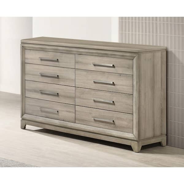 Malia Weathered Greige (Beige and Gray) Color 8 Drawer 17.5 in W. Dresser Without Mirror