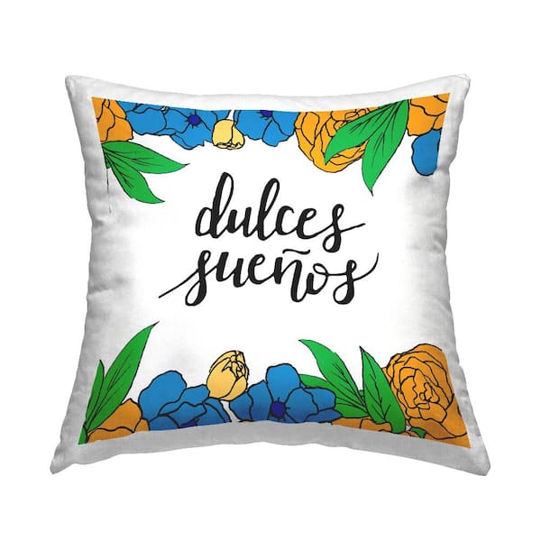 Stupell Industries Sweet Dreams Flowers White Floral Polyester 18 in. x 18 in. Indoor Throw Pillow