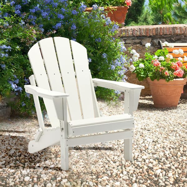 SERGA.White Plastic Folding Outdoor Adirondack Chair W2020BS WH