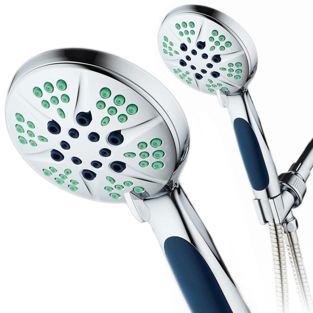 6-Spray 4.3 in. Single Wall Mount Handheld Rain Shower Head in Chrome