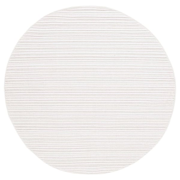 Camden 5 ft. x 5 ft. Ivory Striped High-Low Round Area Rug