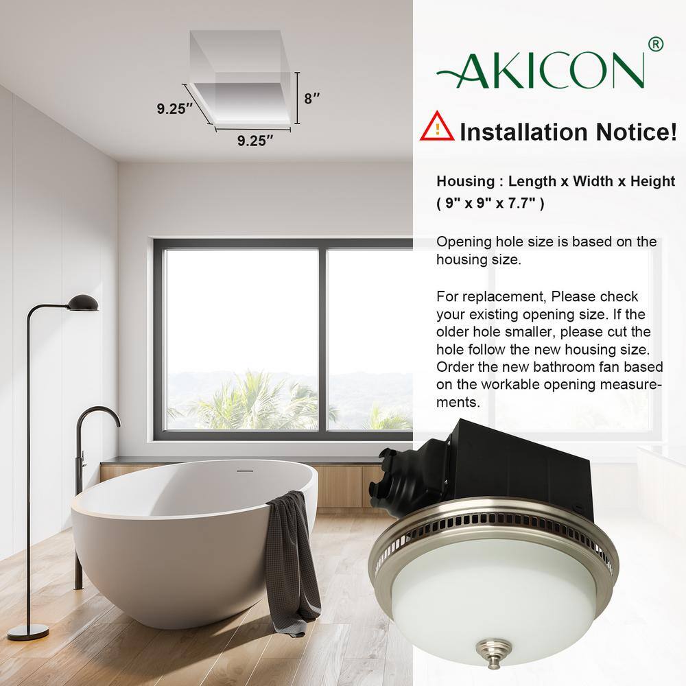Brushed Nickel Ceiling Mount Bathroom Exhaust Fan with LED Light
