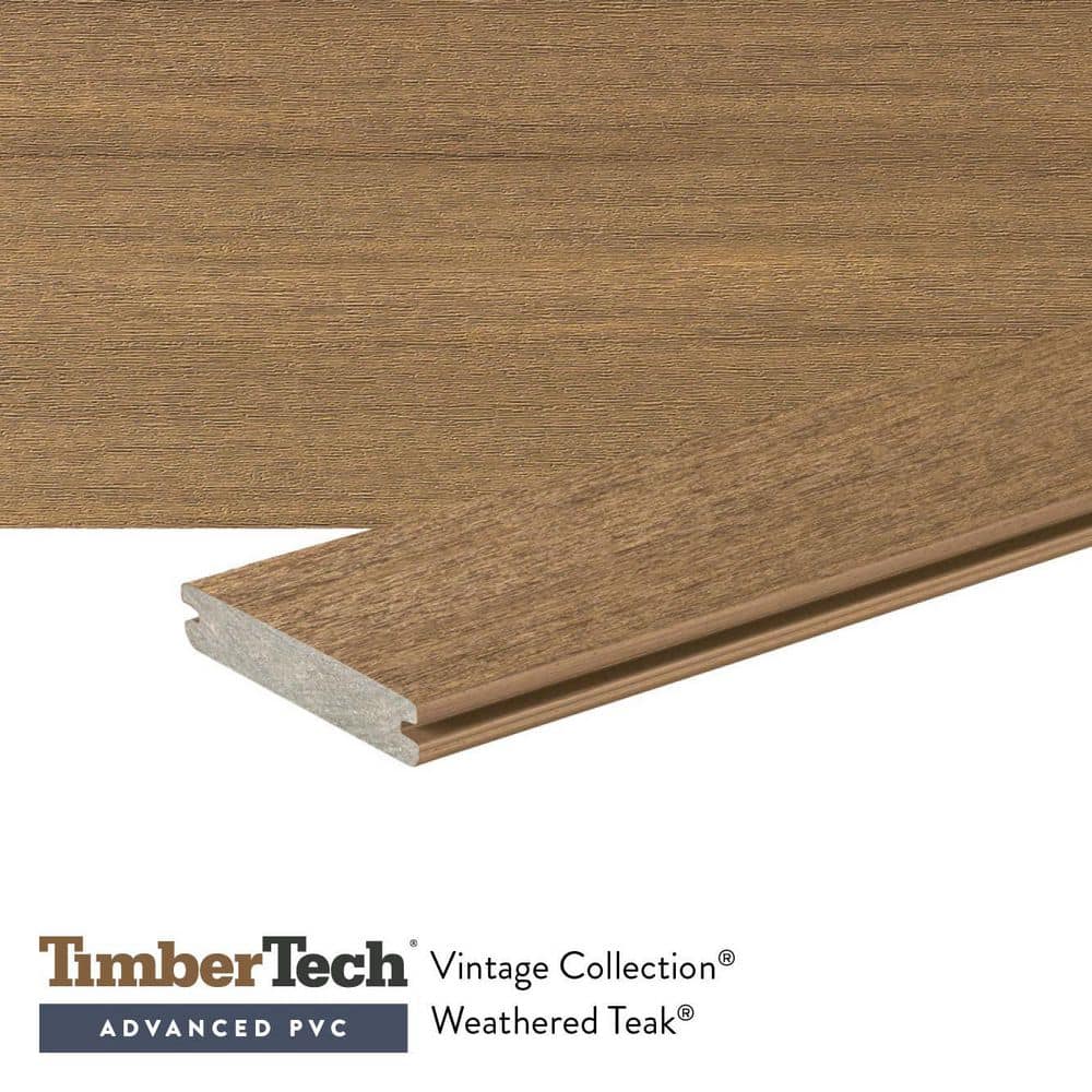 TimberTech Advanced PVC Vintage 5/4 in. x 6 in. x 20 ft. Grooved
