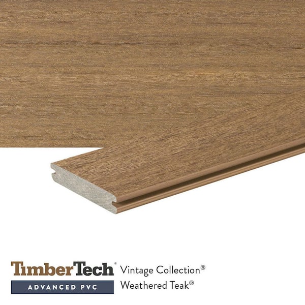 Advanced PVC Vintage 5/4 in. x 6 in. x 20 ft. Grooved Weathered Teak PVC Deck Board(Actual: 1 in. x 5 1/2 in. x 20 ft. )