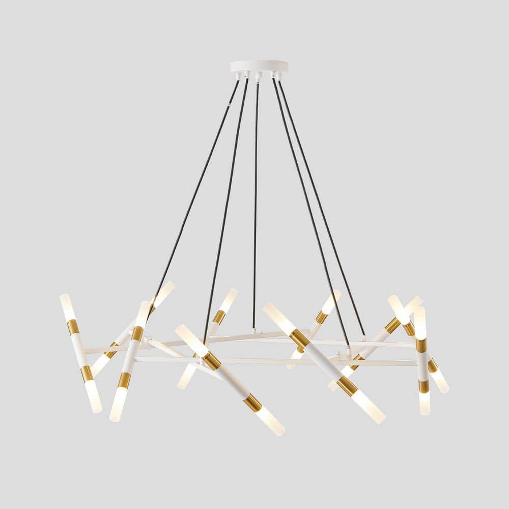 20 Light Adjustable Height White Modern Branch Chandelier for Living Room (