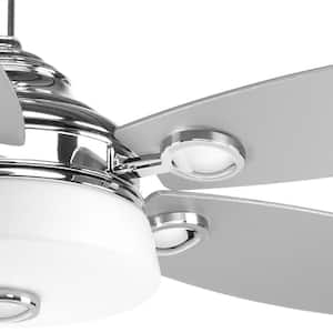 Graceful Collection 54 in. LED Indoor Polished Chrome Modern Ceiling Fan with Light Kit and Remote