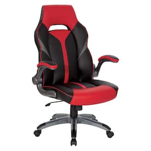 Orion Faux Leather Adjustable Height Gaming Chair in Black/Red with Flip Arms