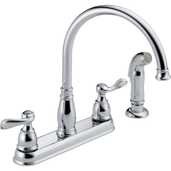 Delta Windemere 2-Handle Standard Kitchen Faucet with Side Sprayer in Chrome