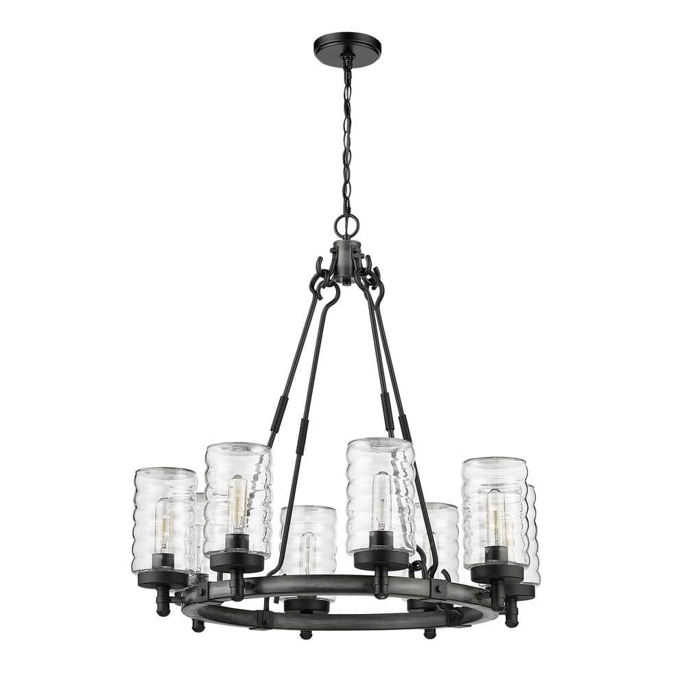 Ashen Barnboard Black 8-Light Outdoor Chandelier