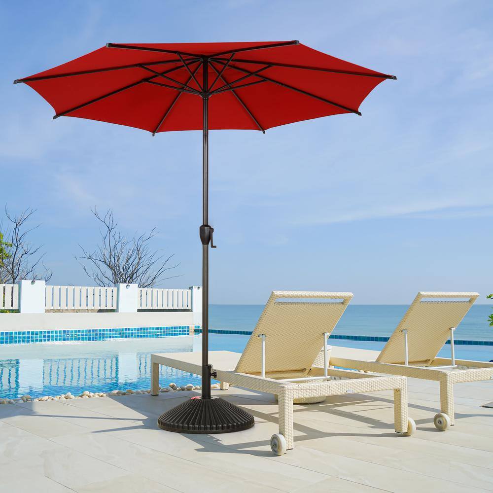 Lyon 11ft Red and Charcoal Steel Market Umbrella